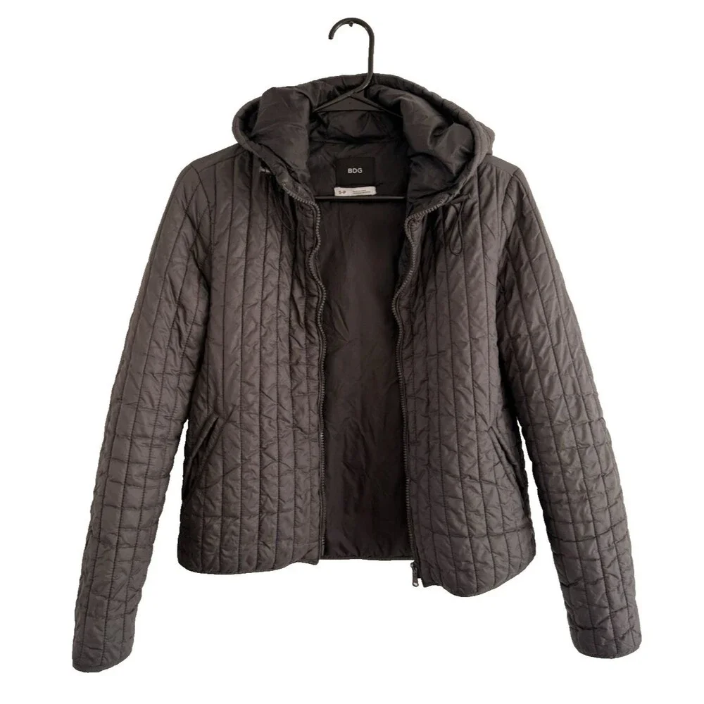 BDG Urban Outfitters Light Quilted Jacket Women Size S Pockets Hooded Packable